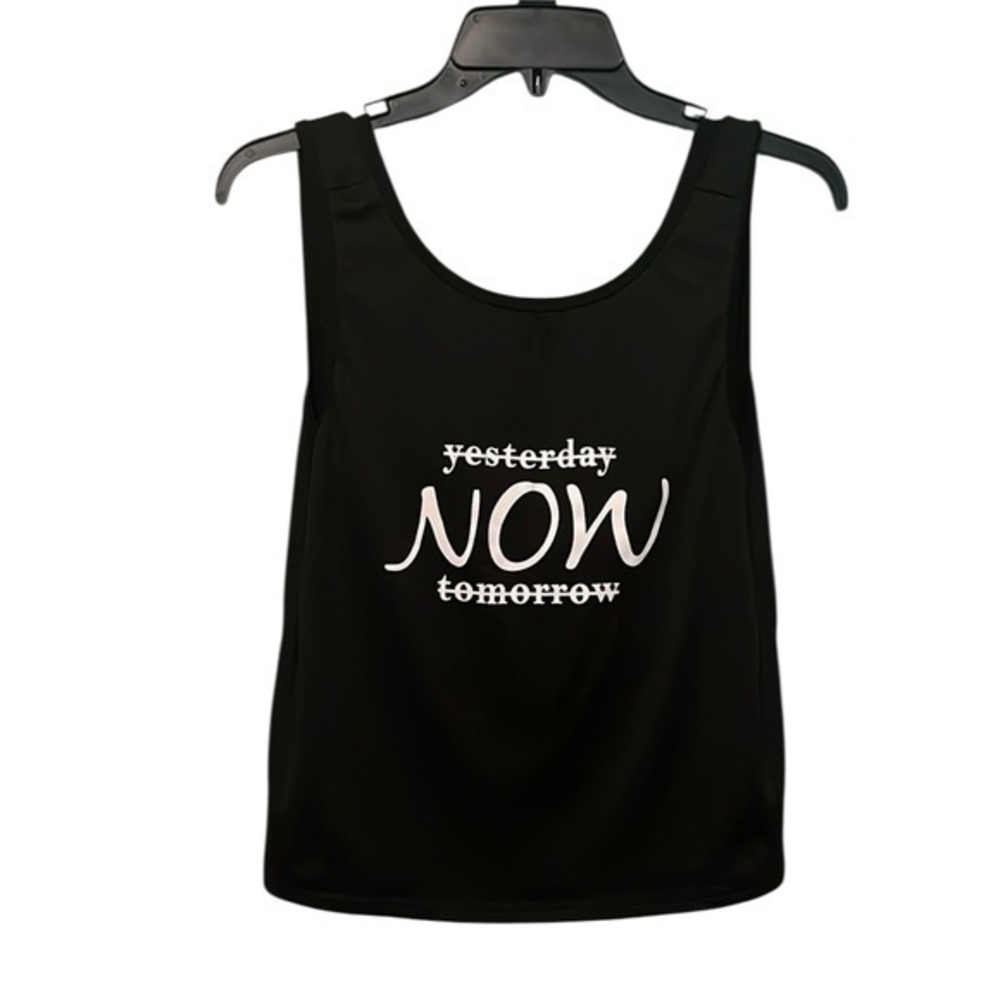 SHEIN Black Sleeveless Tank Top with Bold Print workout top size large